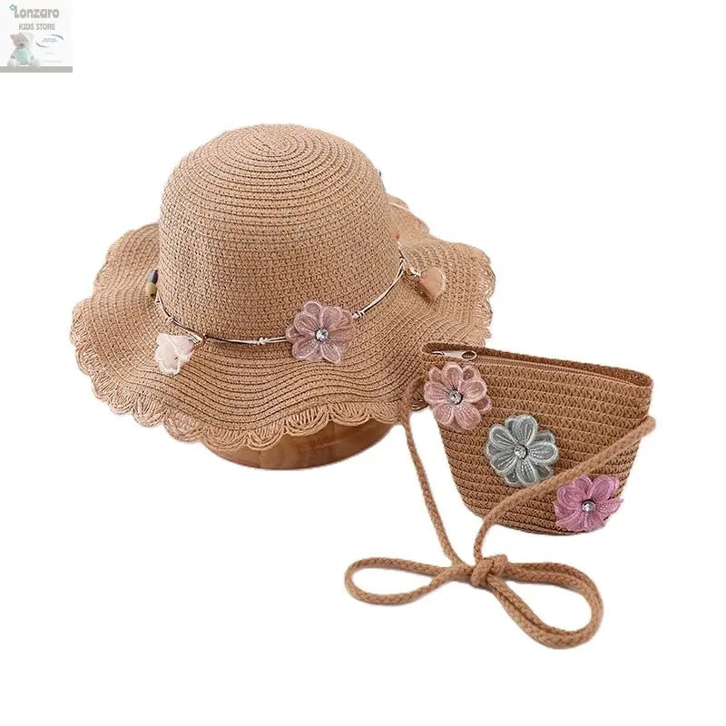 little girls summer straw sun hats and straw shoulder bags Lonzaro Kids