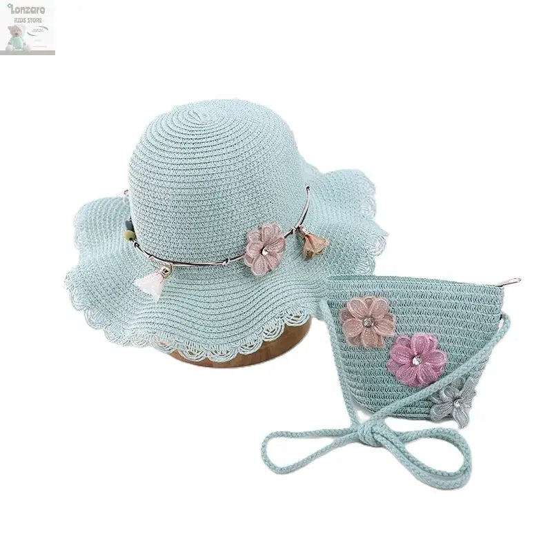 little girls summer straw sun hats and straw shoulder bags Lonzaro Kids