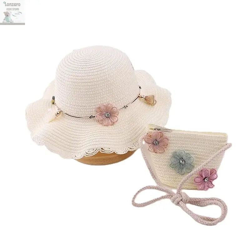 little girls summer straw sun hats and straw shoulder bags Lonzaro Kids
